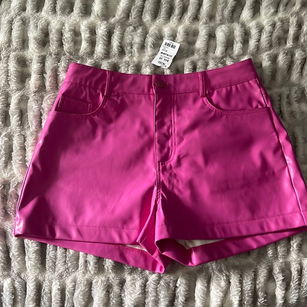AKIRA pink leather shorts